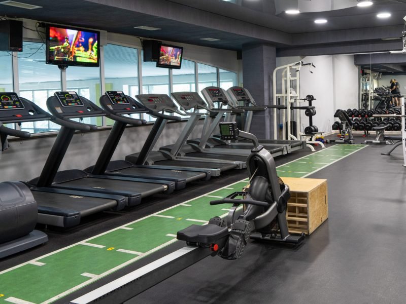 The row of treadmills in the sports complex